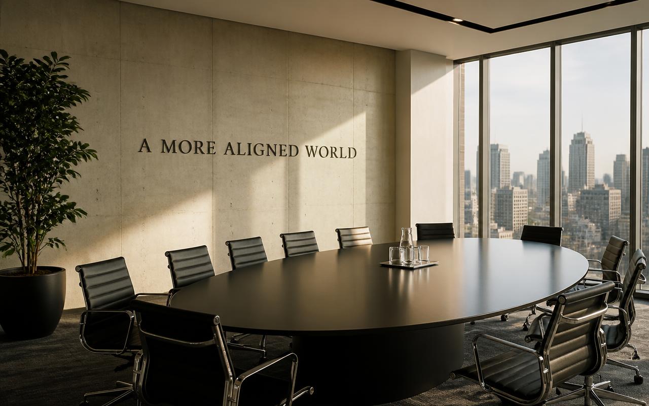 Executive boardroom overlooking a city
